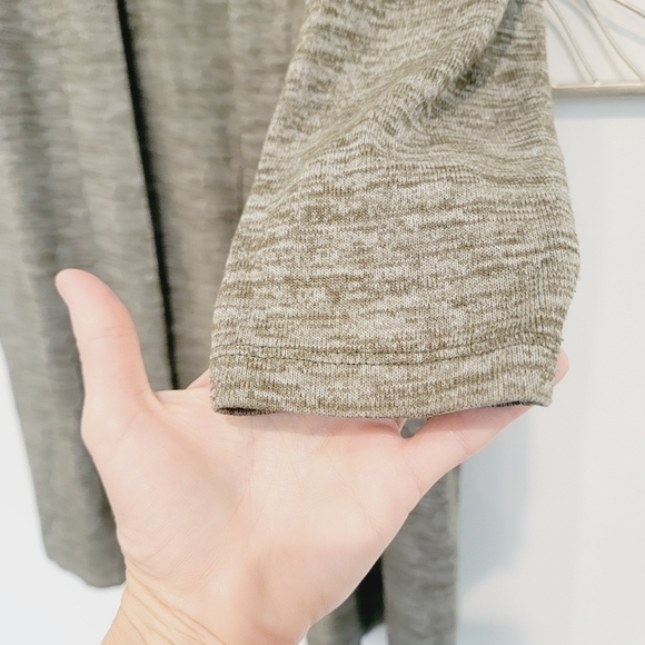 Lands' End Heathered Loden Moss Green Open Front Cardigan w/ Pockets Large Tall - Picture 6 of 10